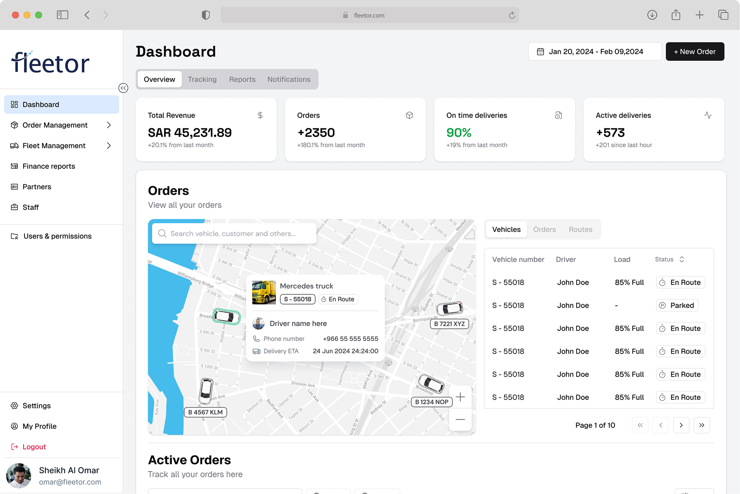Fleetor application screenshot